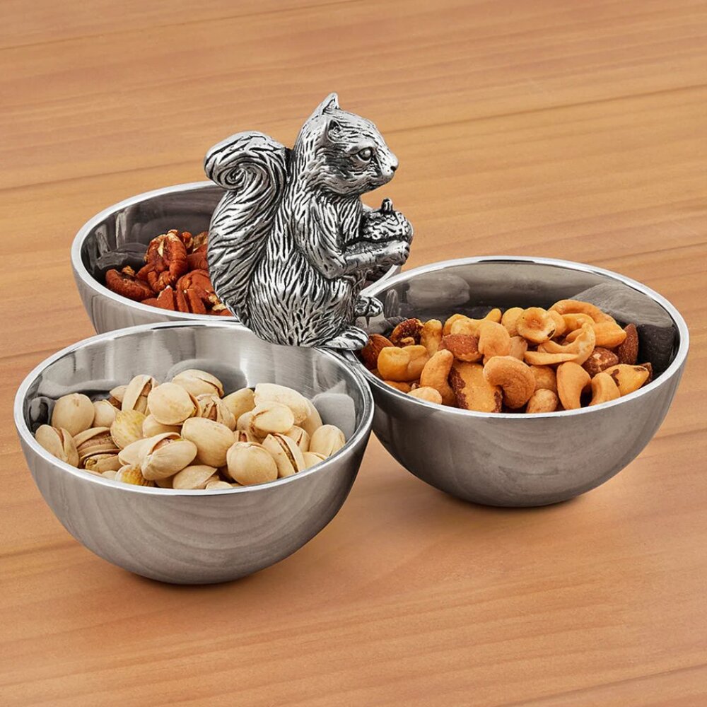 Arthur Court Squirrel 3 Bowl Nut/Snacks/Candy -Aluminum Hand Polished - NIB - Picture 3 of 9